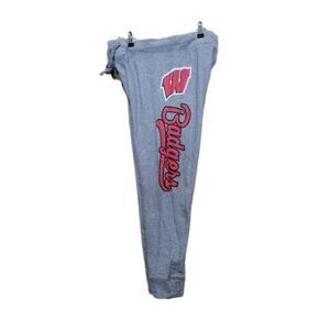 Wisconsin Badgers Fleece Pants Pullover Adult Medium 34 X 28 Gray